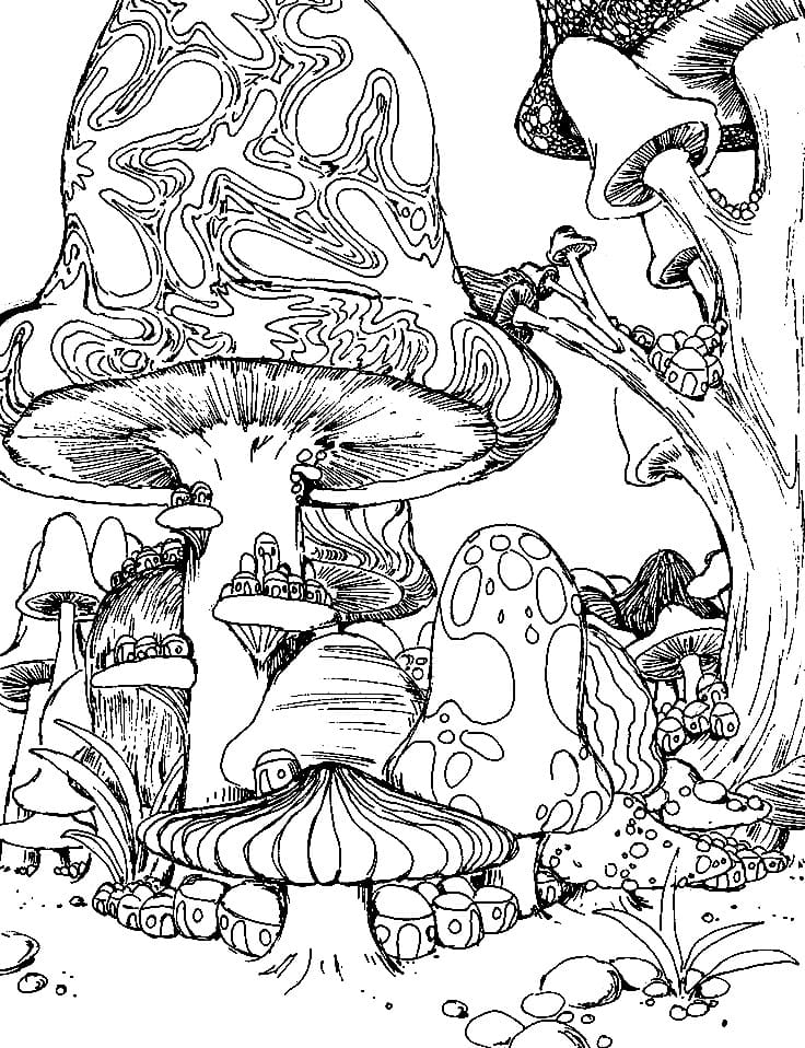 Free Psychedelic Mushrooms Coloring Page Free Printable Coloring