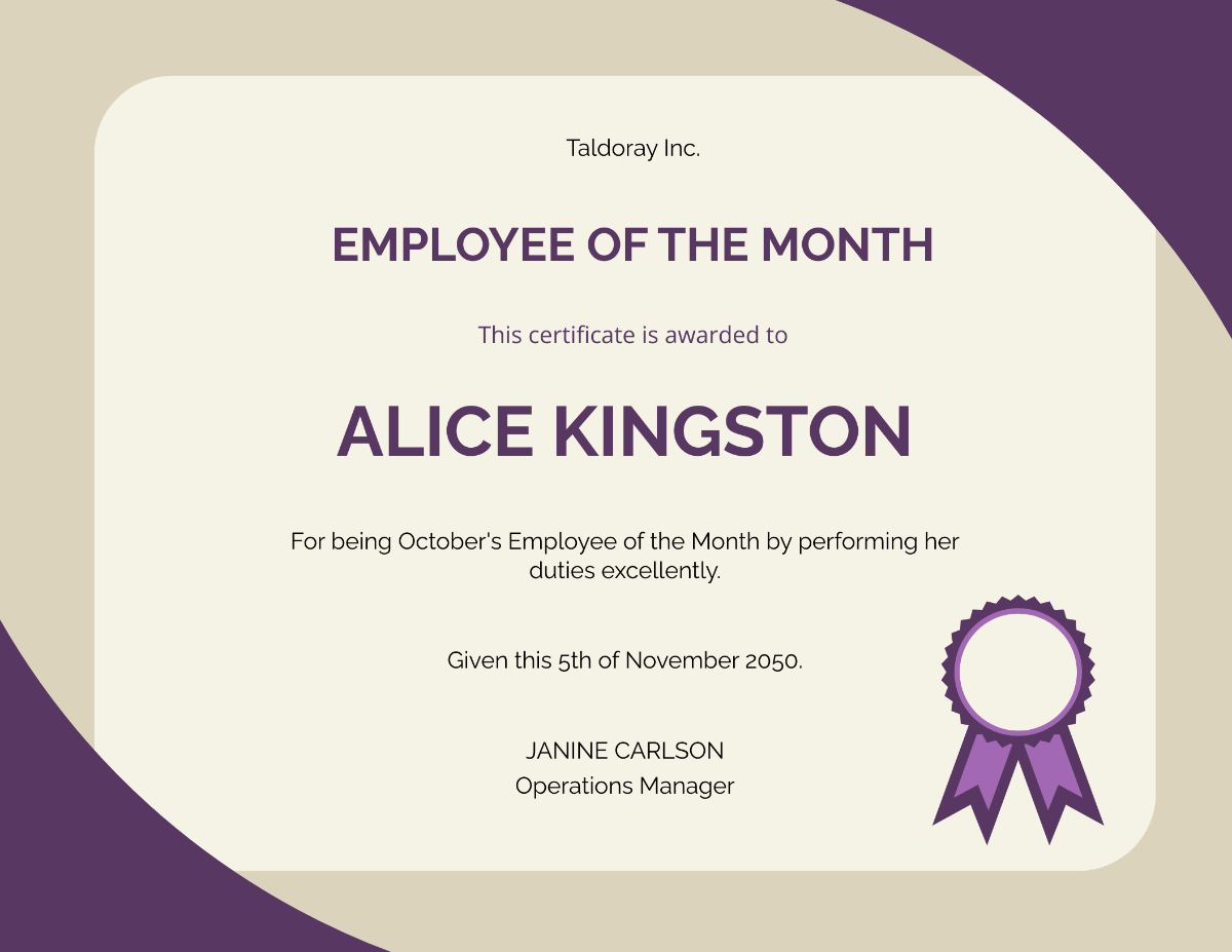 Free Star Employee Of The Month Certificate Template To Edit Online