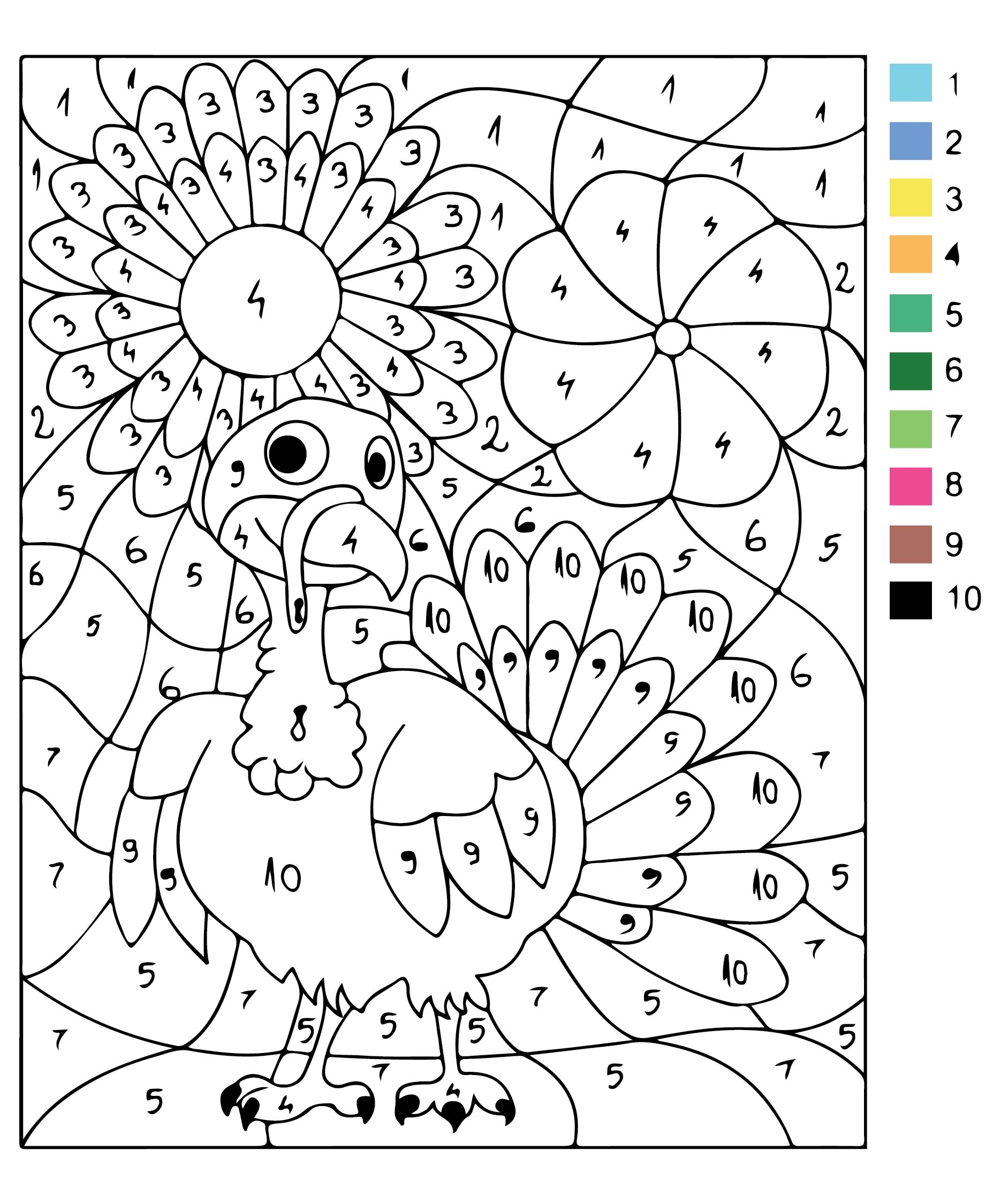 Free Thanksgiving Color By Number Printable Coloring Page For Kids