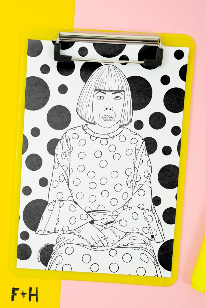 Free Yayoi Kusama Coloring Sheet Fox Hazel Free Art Designs