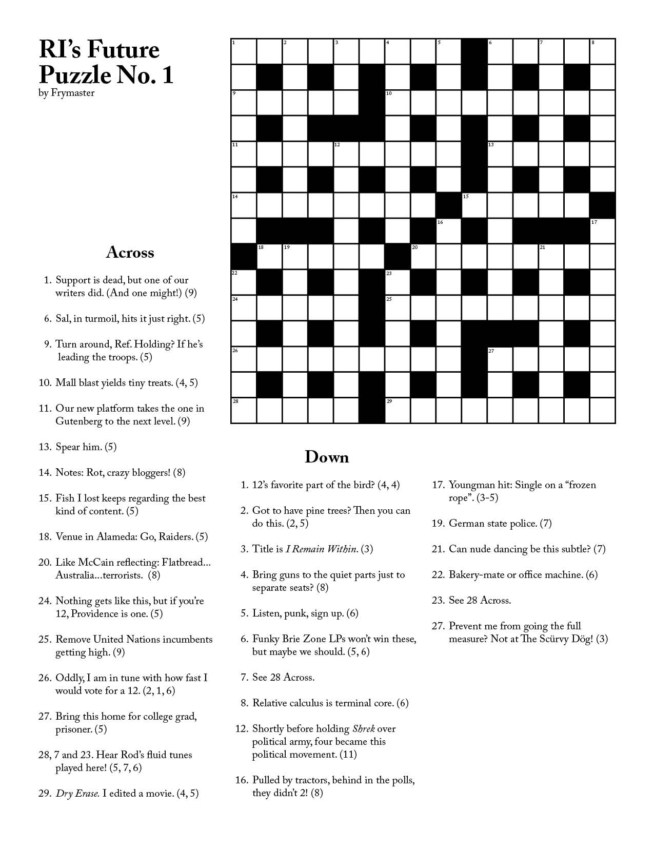 Globe Cryptic Crossword Printable James Crossword Puzzles