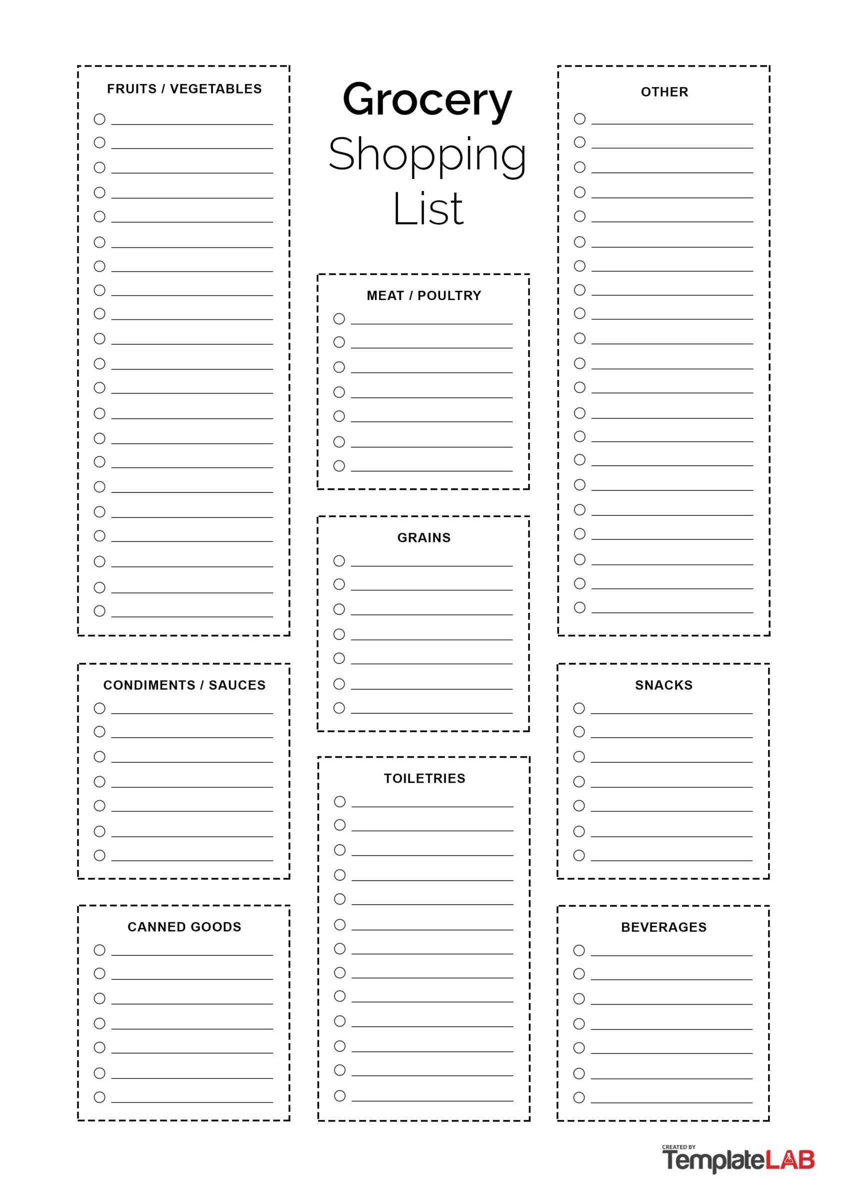 Grocery List Free Printable Template Printable Templates