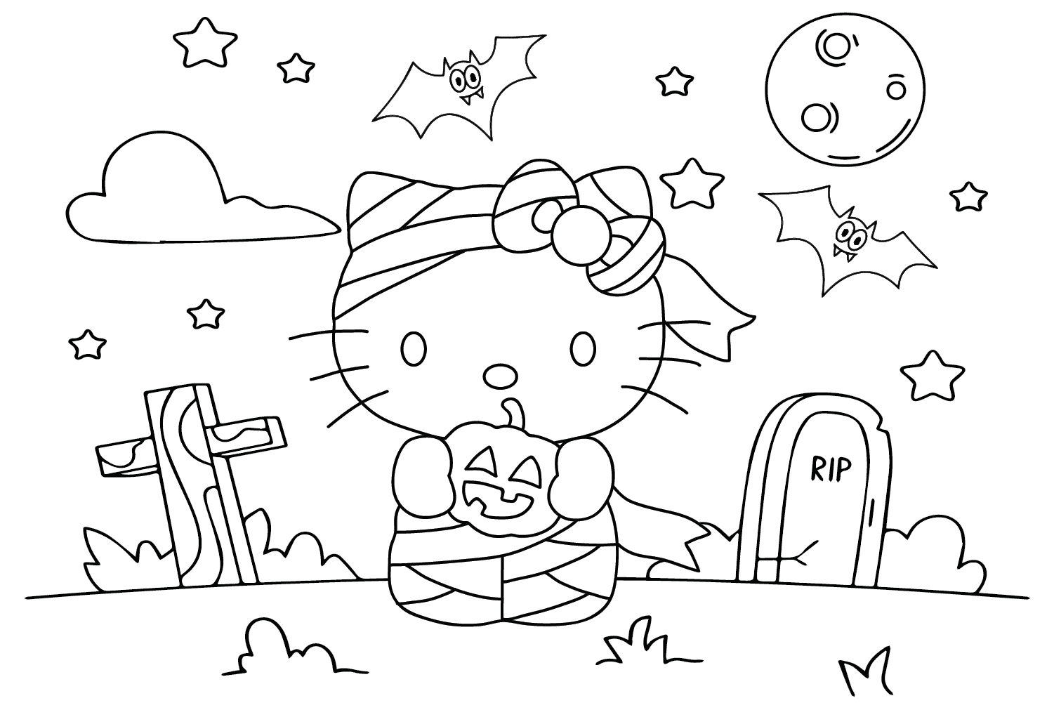 Halloween Hello Kitty Coloring Page Free Printable Coloring Pages