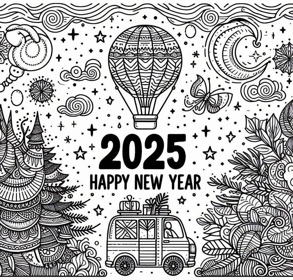 Happy New Year 2025 Coloring Page Free Printable Rica Venita