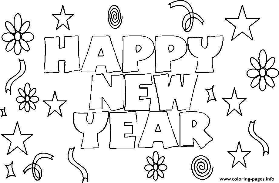 Happy New Year 3 Coloring Page Printable