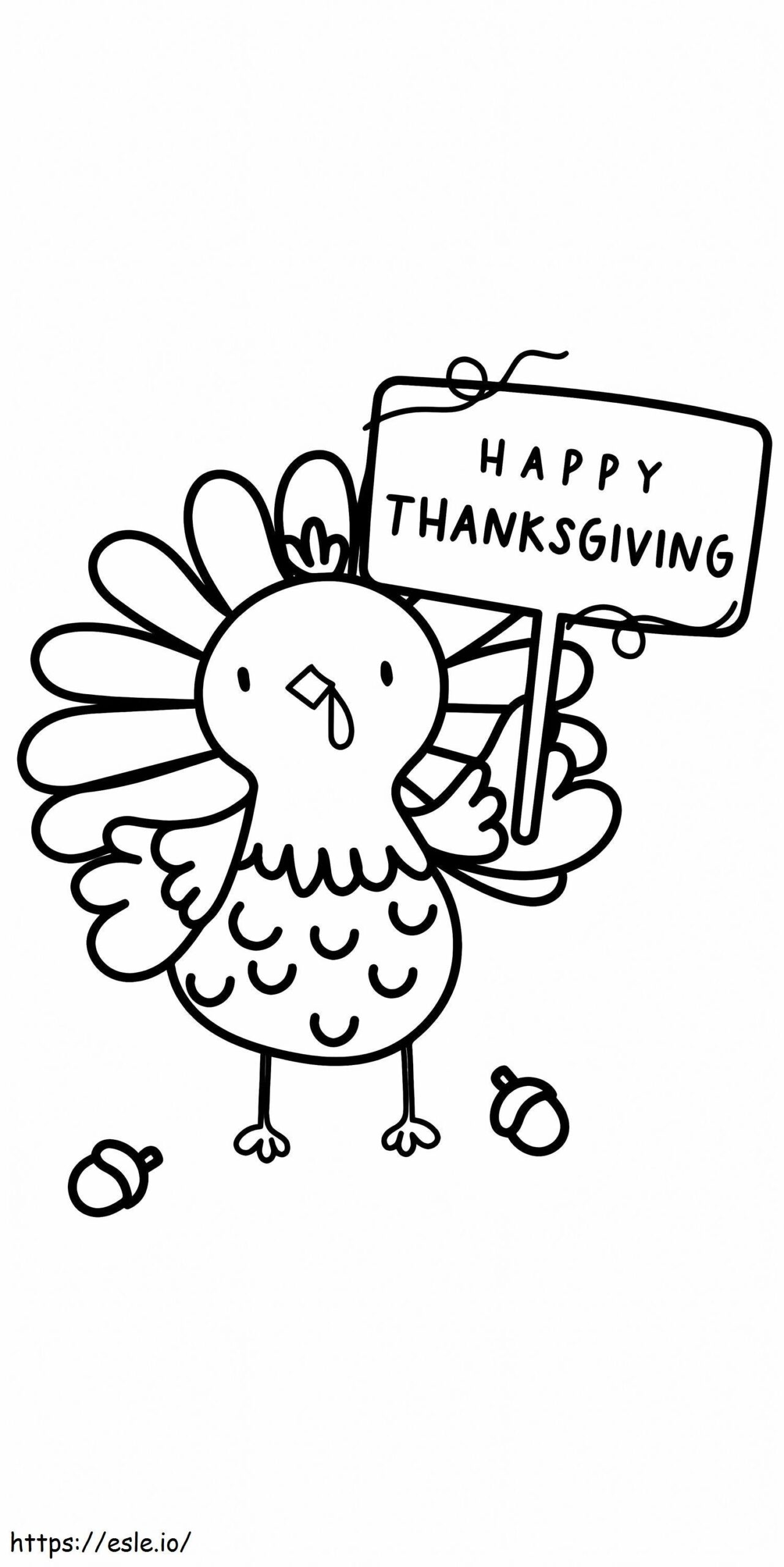 Happy Thanksgiving Turkey Coloring Page