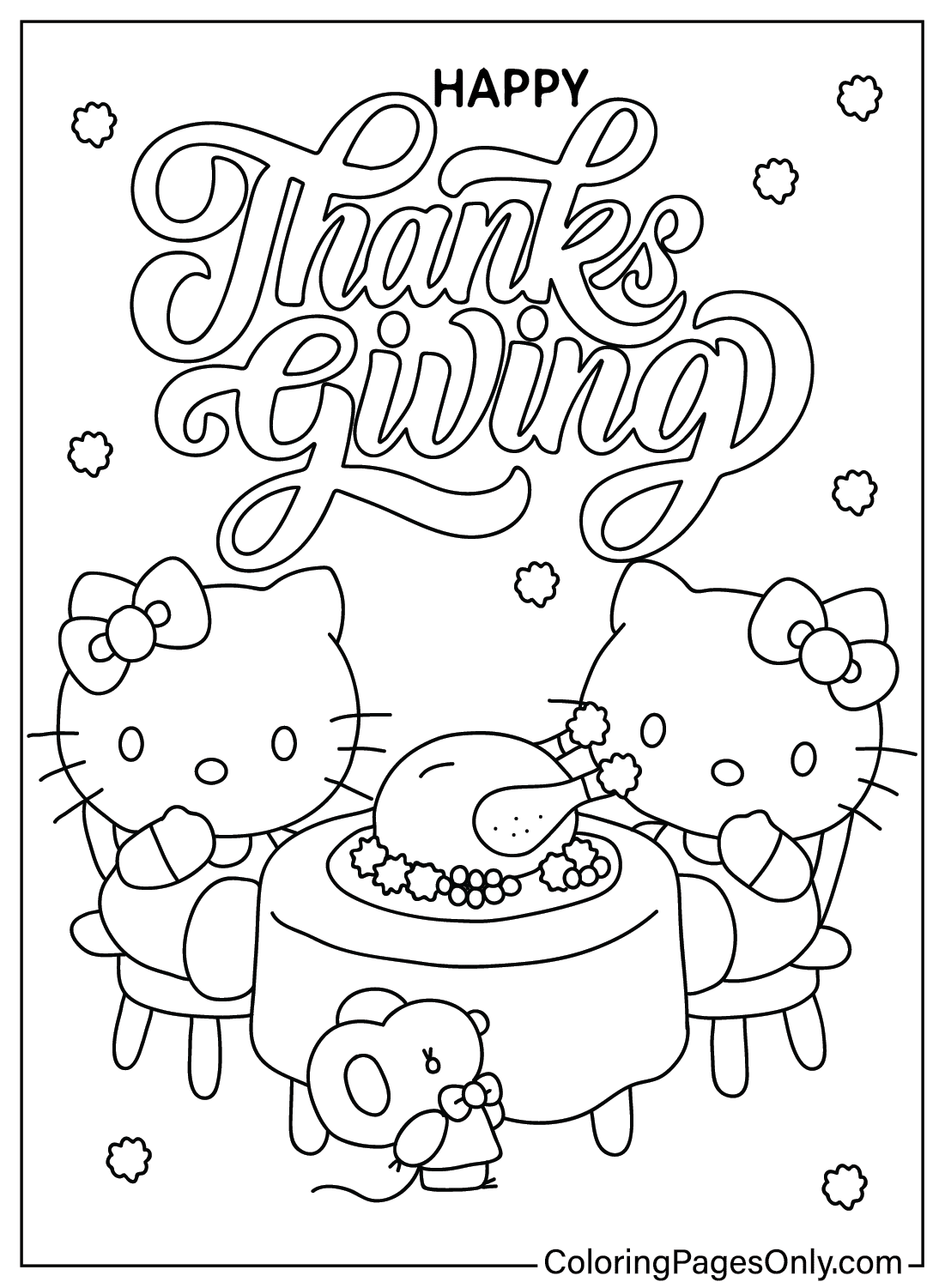 Hello Kitty Thanksgiving Coloring Page Free Printable Coloring Pages