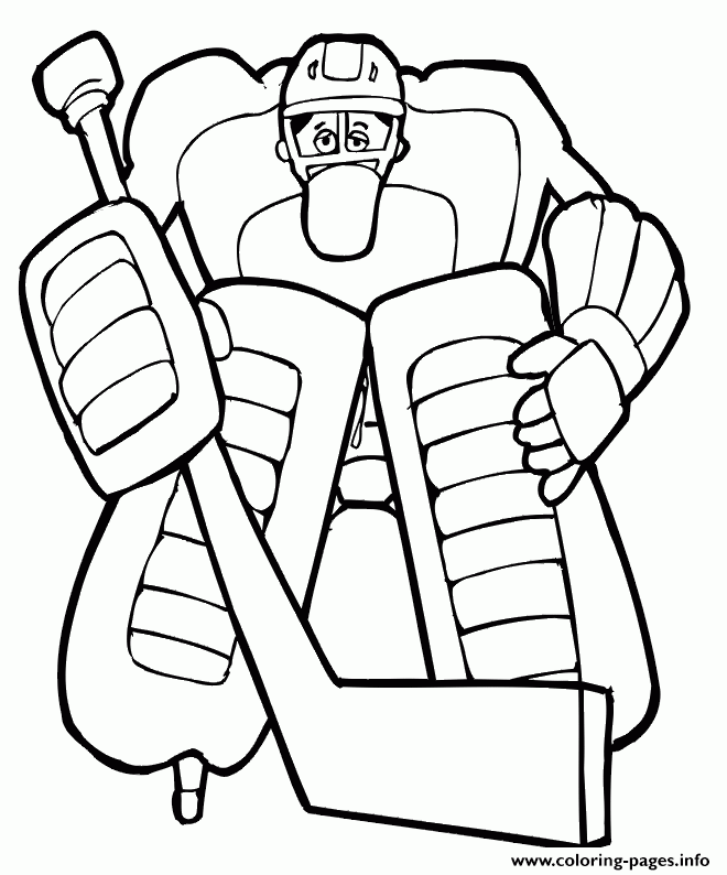 Hockey Goalie Kid Coloring Page Printable