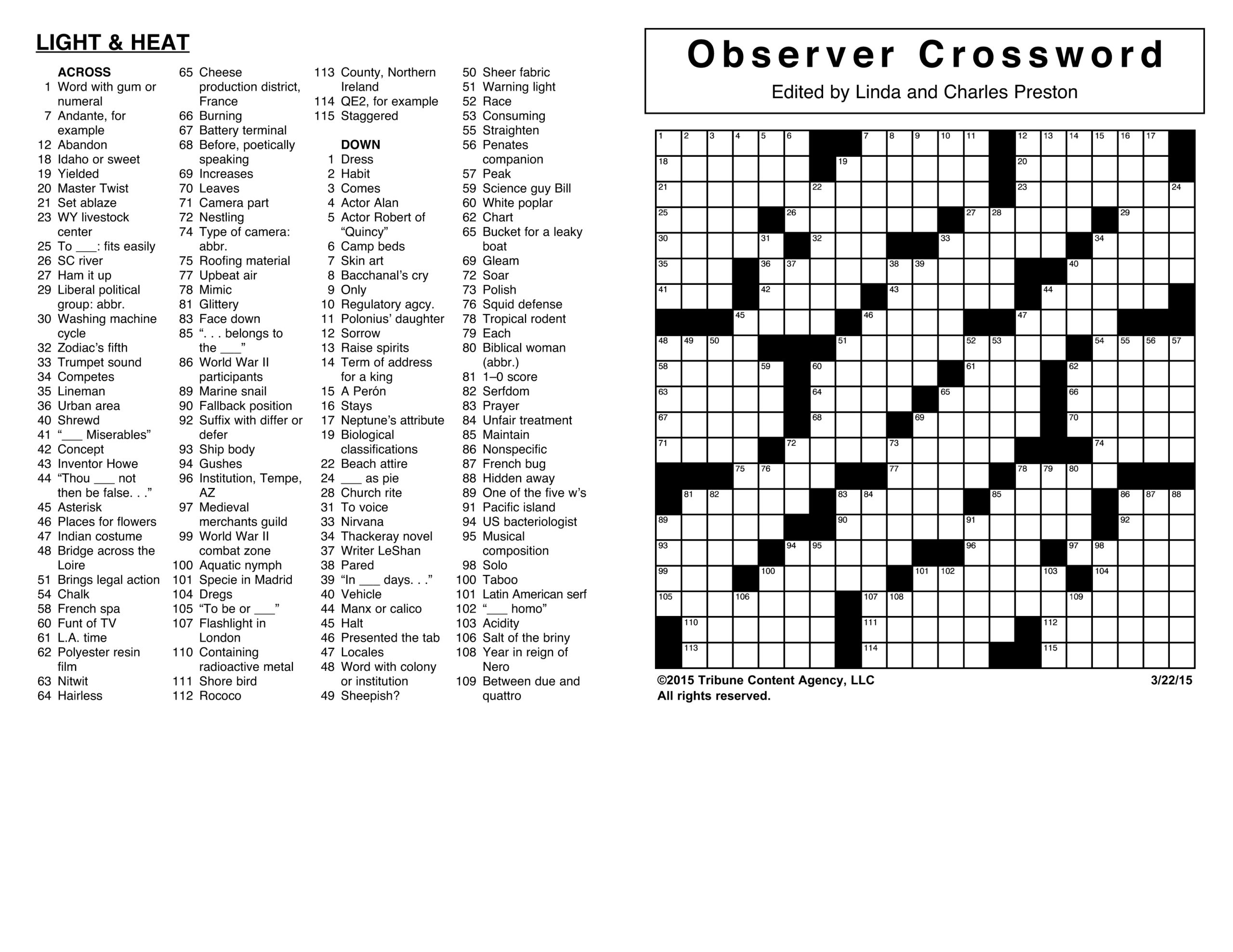 Indianapolis Star Crossword Puzzle Printable James Crossword Puzzles