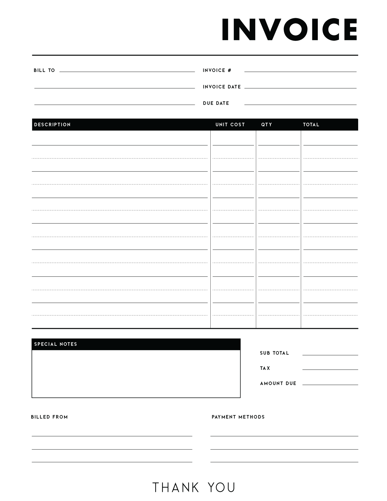Invoice Template Free Printable FREE Printables