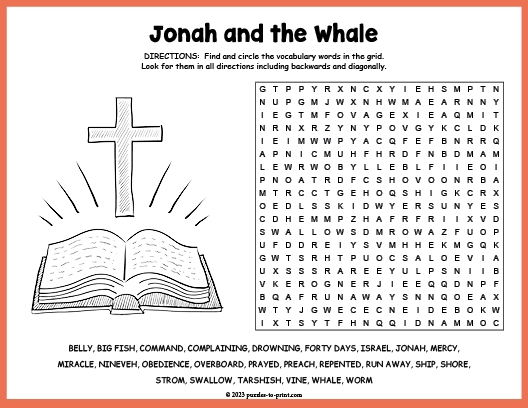 Jonah And The Whale Word Search