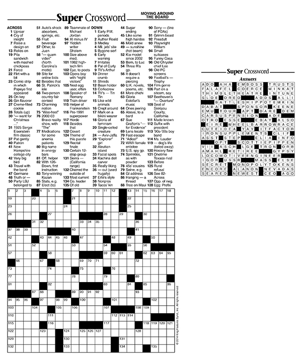King Features Crossword Puzzle Free Crossword Puzzles Printable