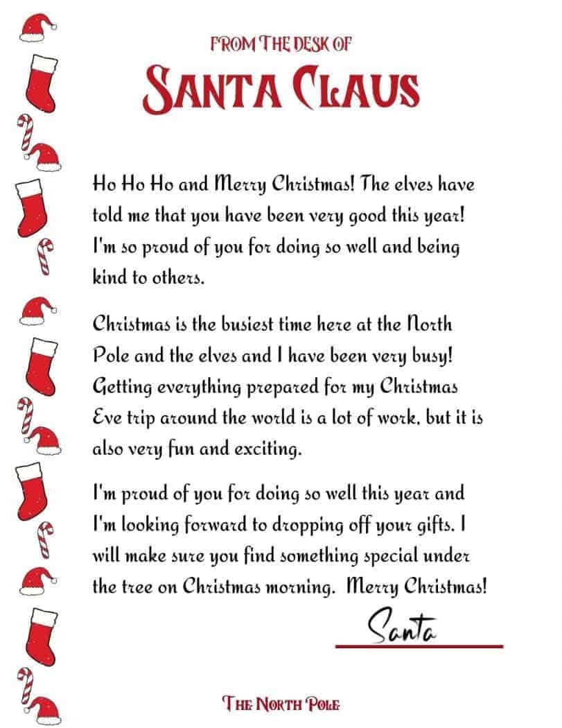 Letter From Santa Free Printable Template Troubleshooting Motherhood