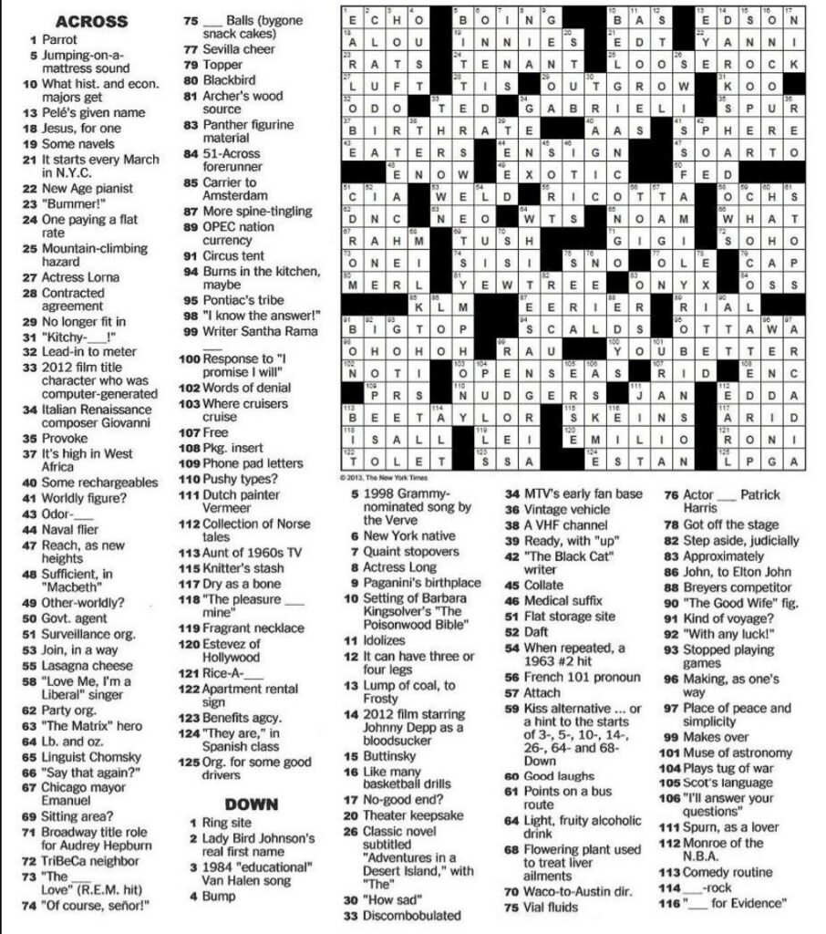 Los Angeles Times Sunday Crossword Printable Printable JD