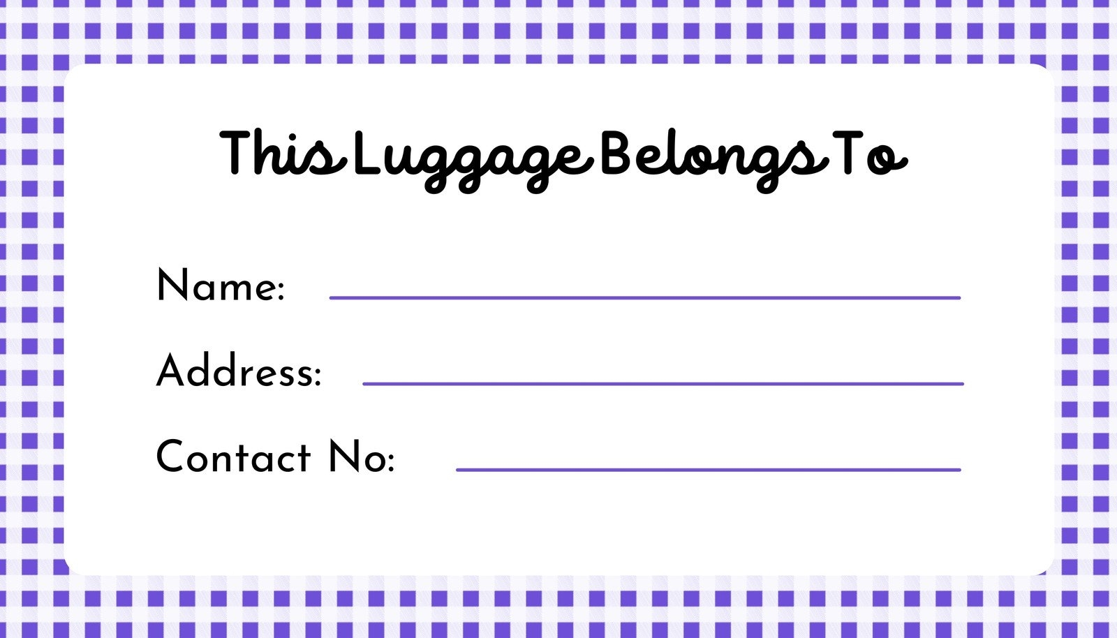 Luggage Tag Template Printable Printable Form Templates And Letter