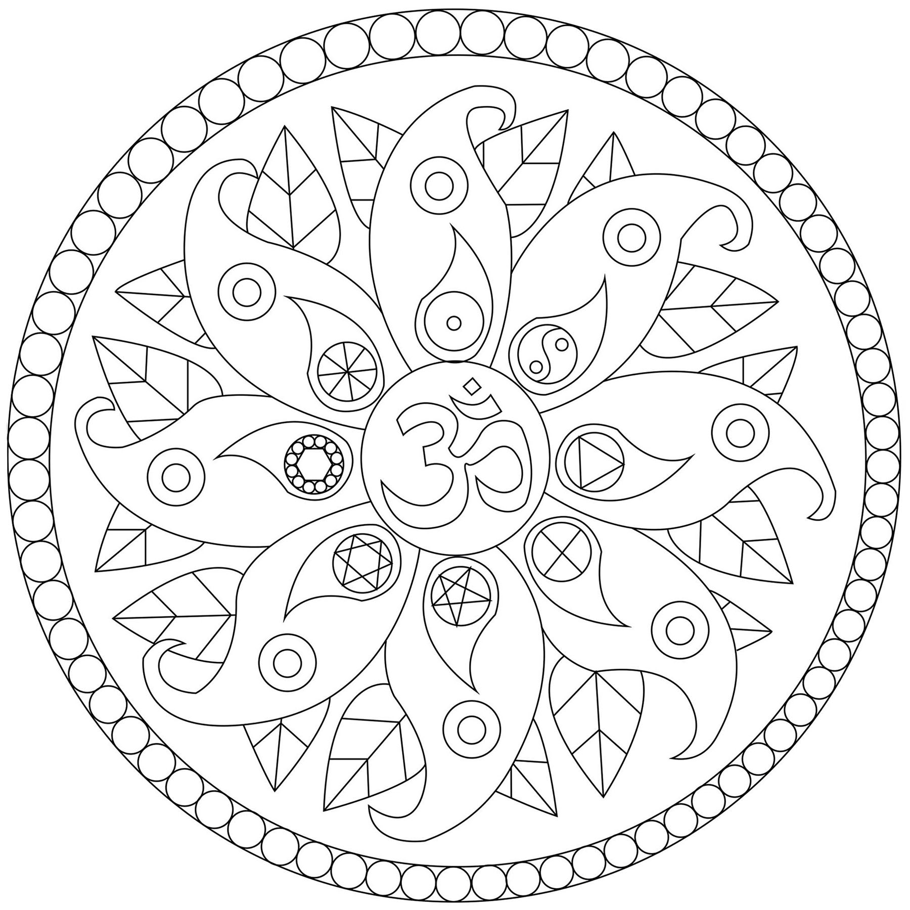 Mandala With Various Symbols Mandalas Kids Coloring Pages