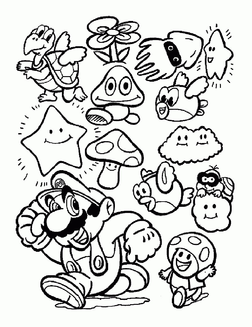 Mario Bonus And Monster Of The Games Super Mario Bros Coloring 
