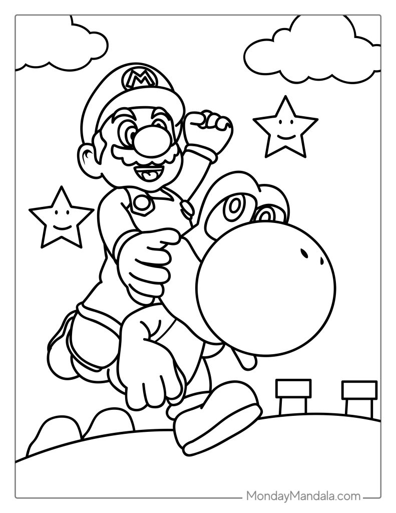 Mario Coloring Page Free PDF Printables Coloring Home