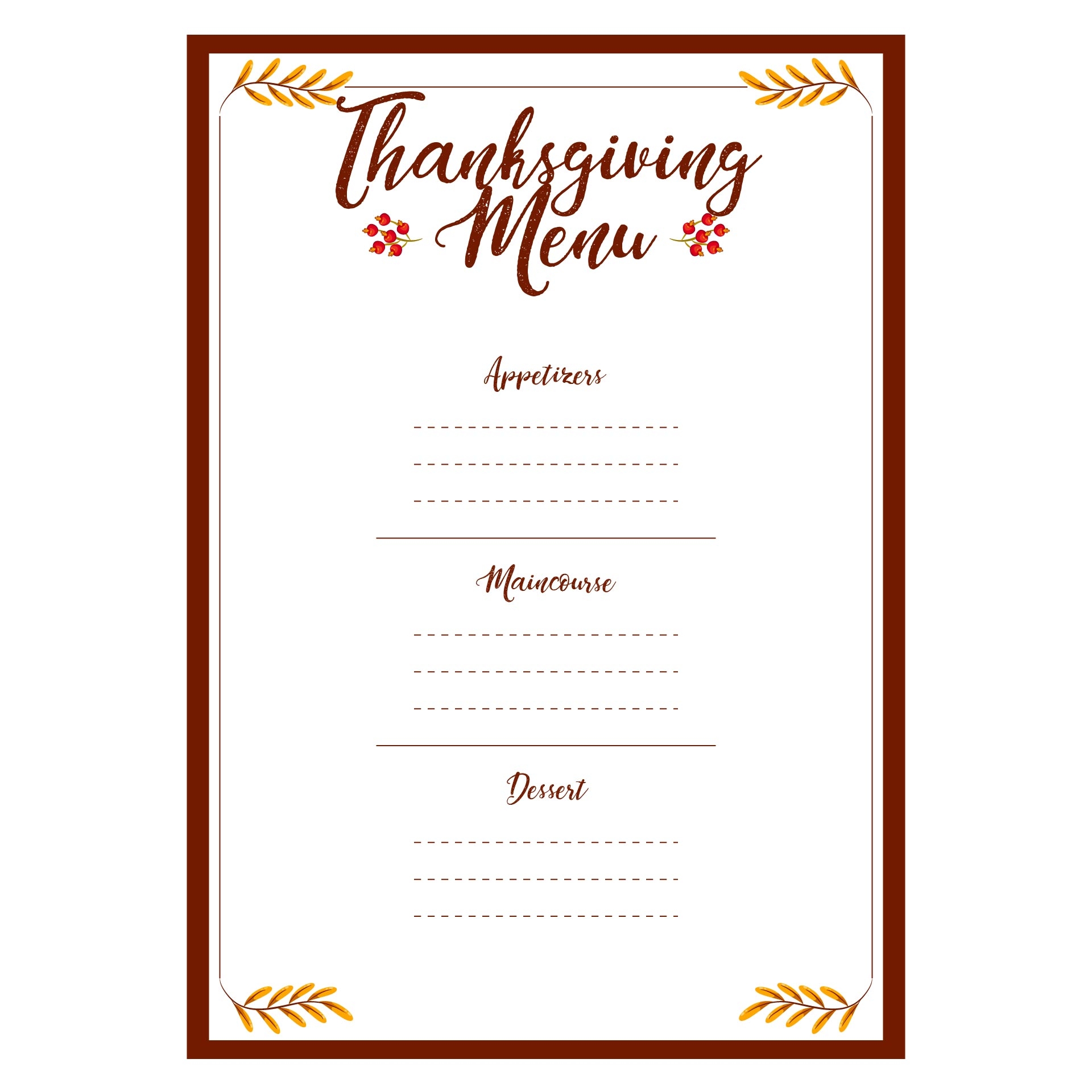 Menu Template Free Printable PARAHYENA