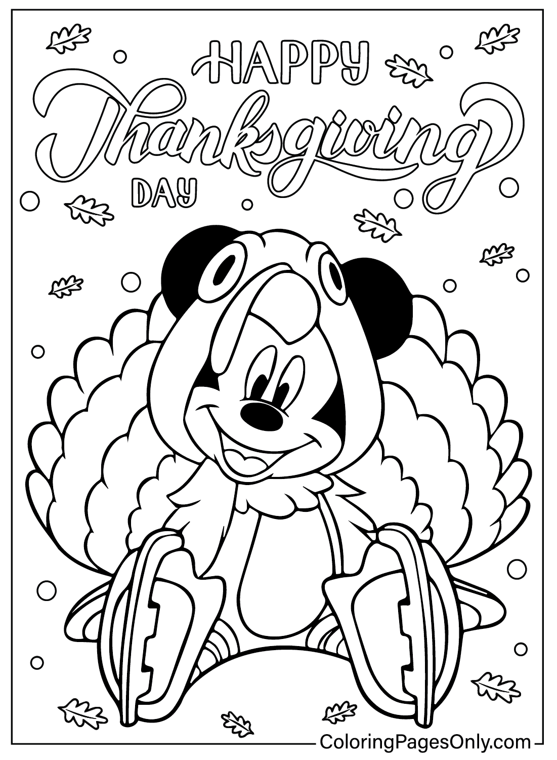 Mickey Disney Thanksgiving Coloring Page Free Printable Coloring Pages