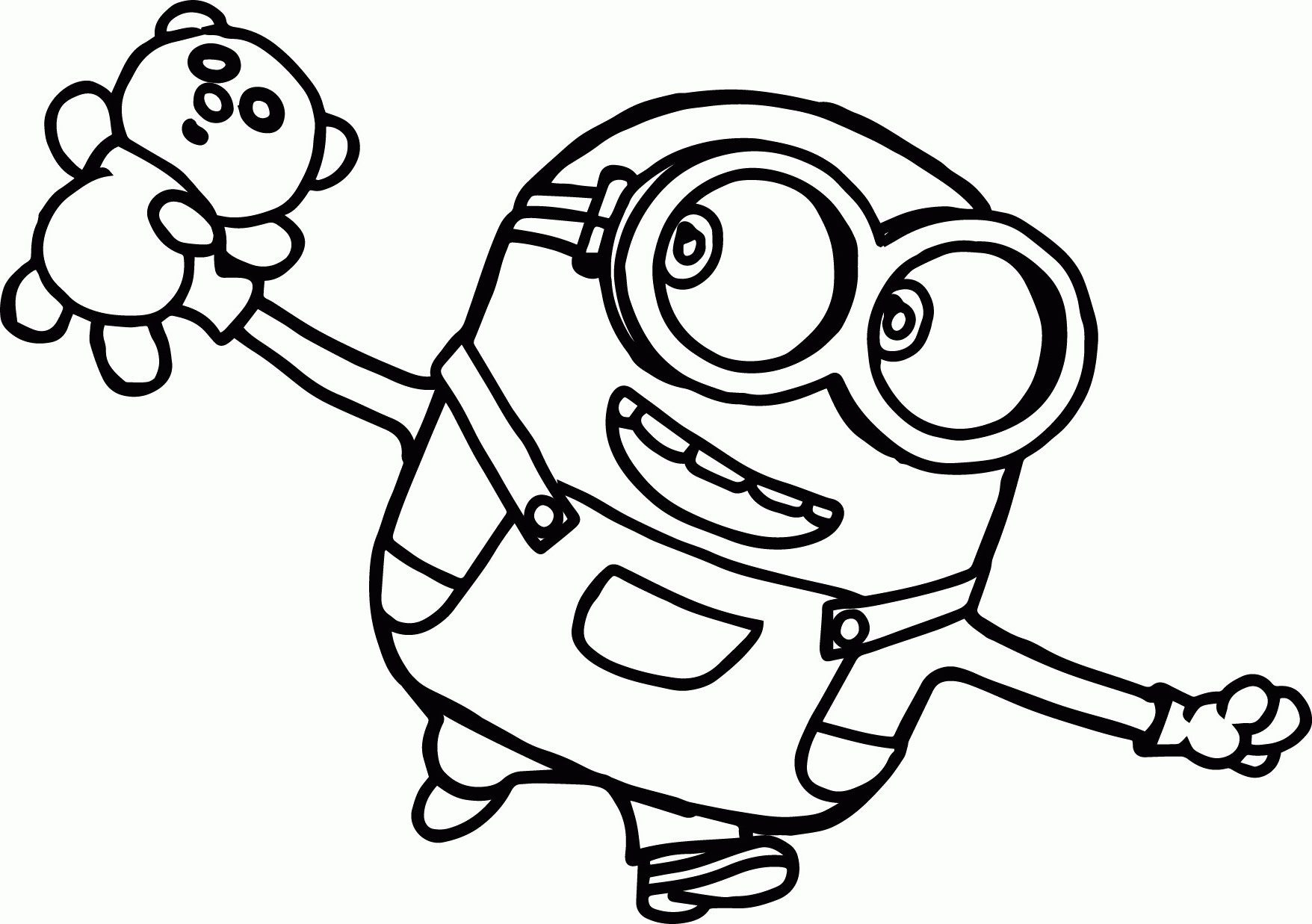 Minion Bob With Teddy Coloring Page Free Printable Coloring Pages For 