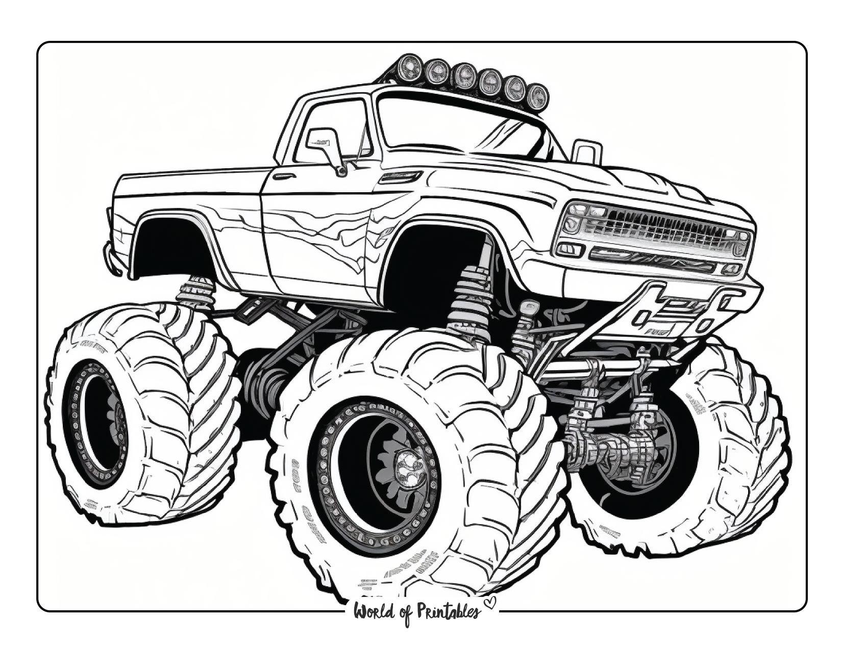 Monster Truck Coloring Pages World Of Printables Worksheets Library