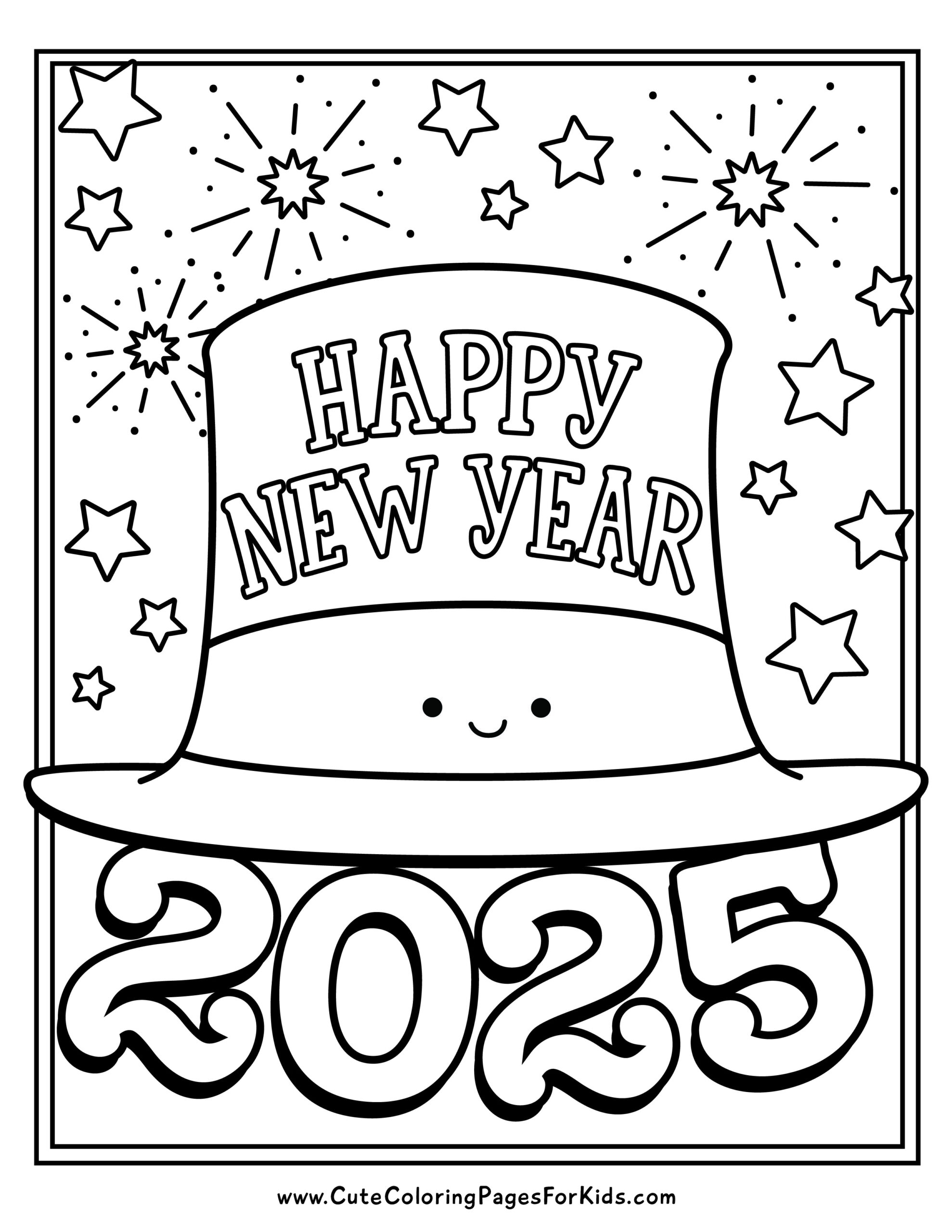 New Years 2025 Coloring Pages Printable Frida P Krogh