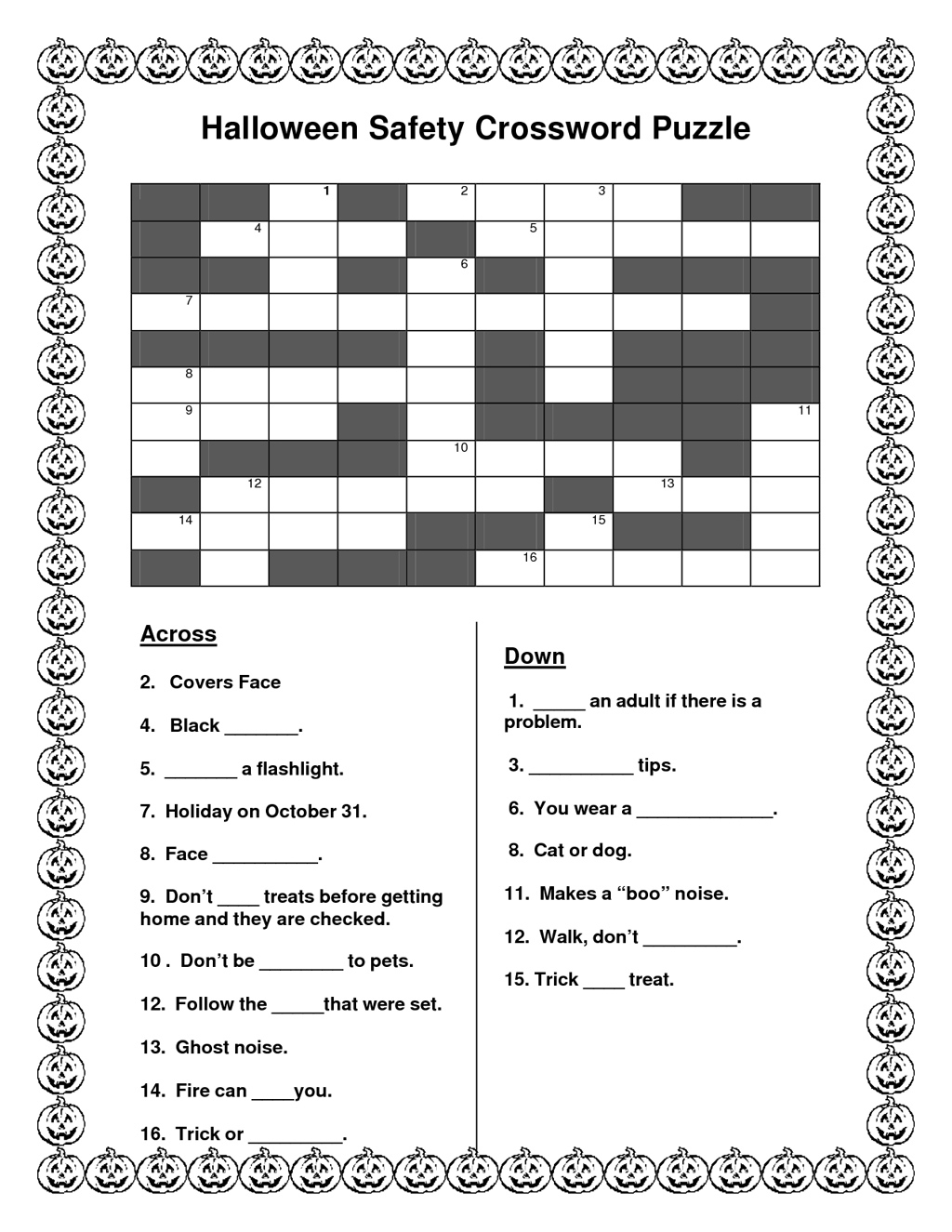 October Crossword Puzzle Printable Printable Crossword Puzzles