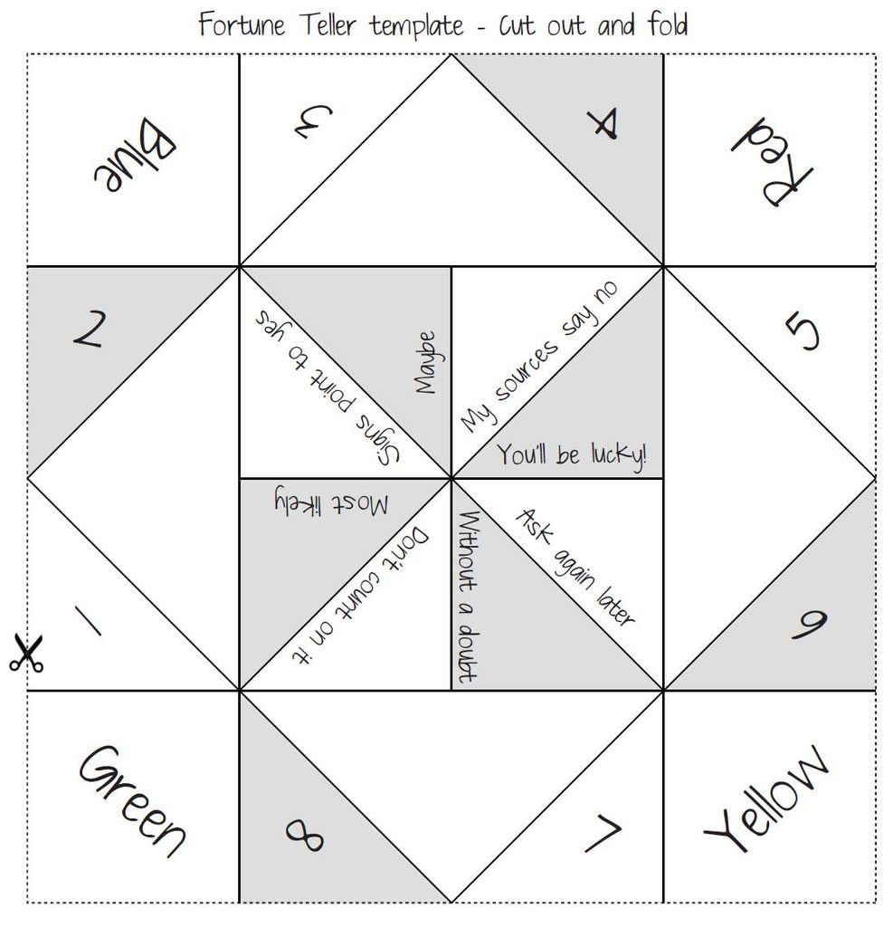 Origami Fortune Teller Printable Template Printable Templates