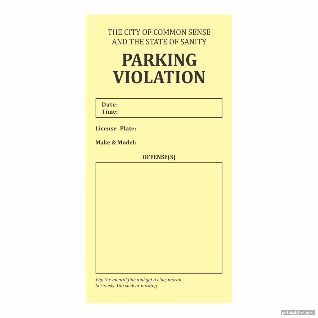 Parking Violation Ticket Template Printable Gridgit