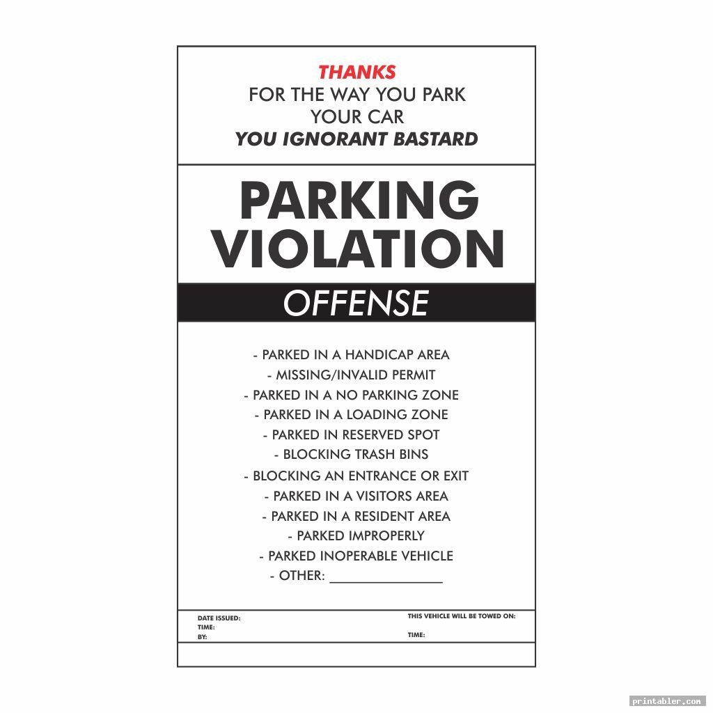 Parking Violation Ticket Template Printable Gridgit