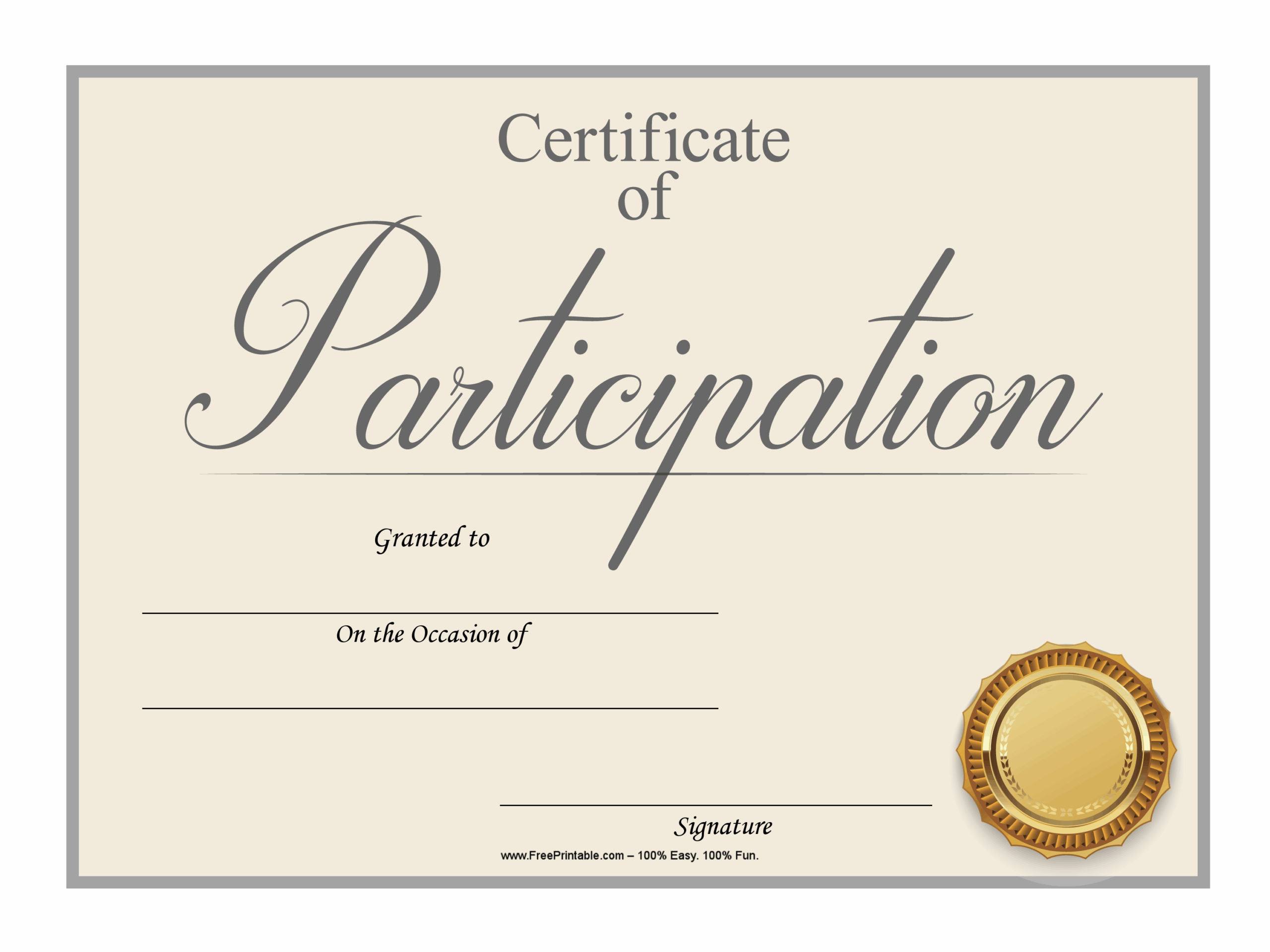 Participation Certificate Template Free Printable Printable Templates 