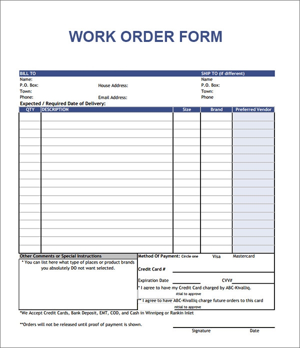 Pdf Blank Free Printable Work Order Template Printable Templates 10560 
