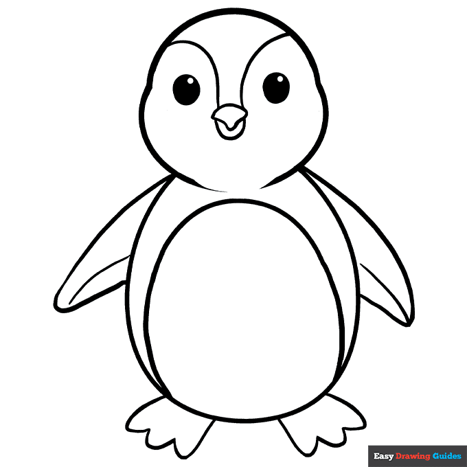 Penguin Coloring Page Easy Drawing Guides