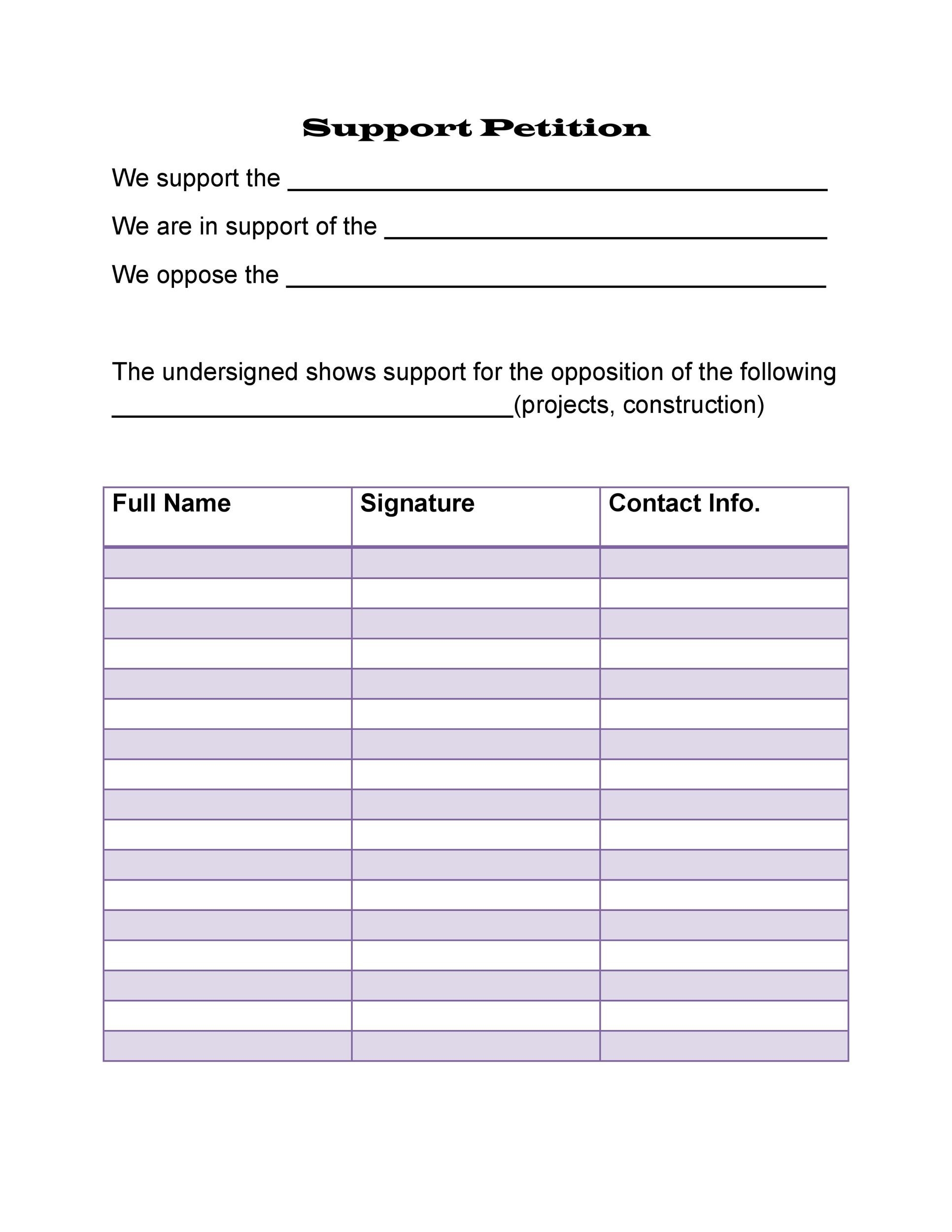 Petition Form Template Printable Printable Forms Free Online