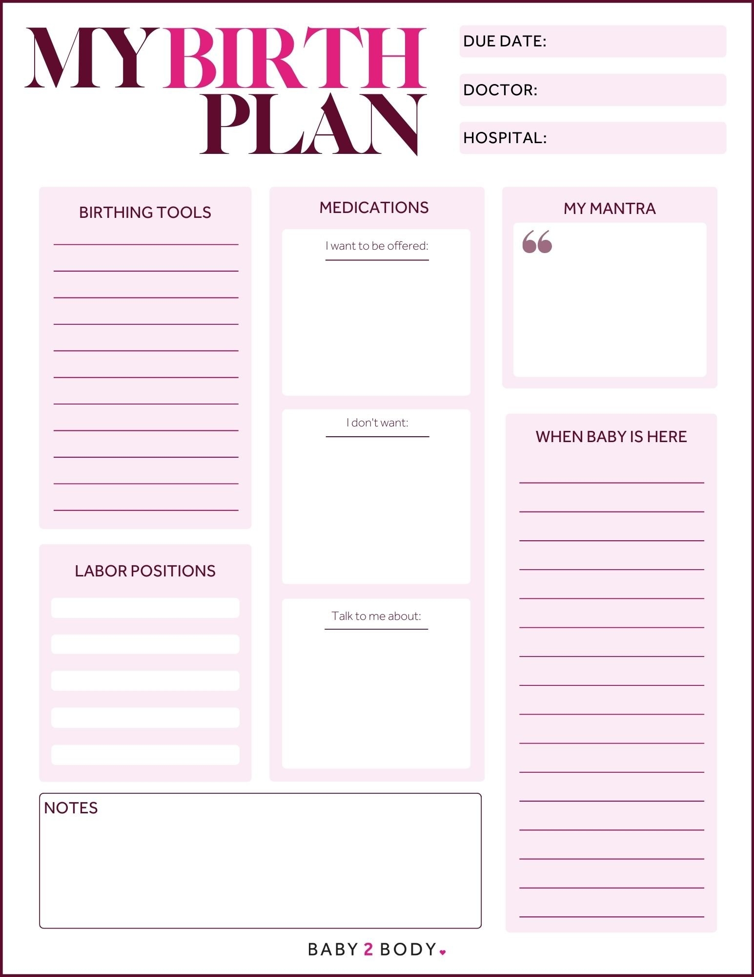 Printable Birthing Plan Template Beautiful Free Birth Plan 40 OFF