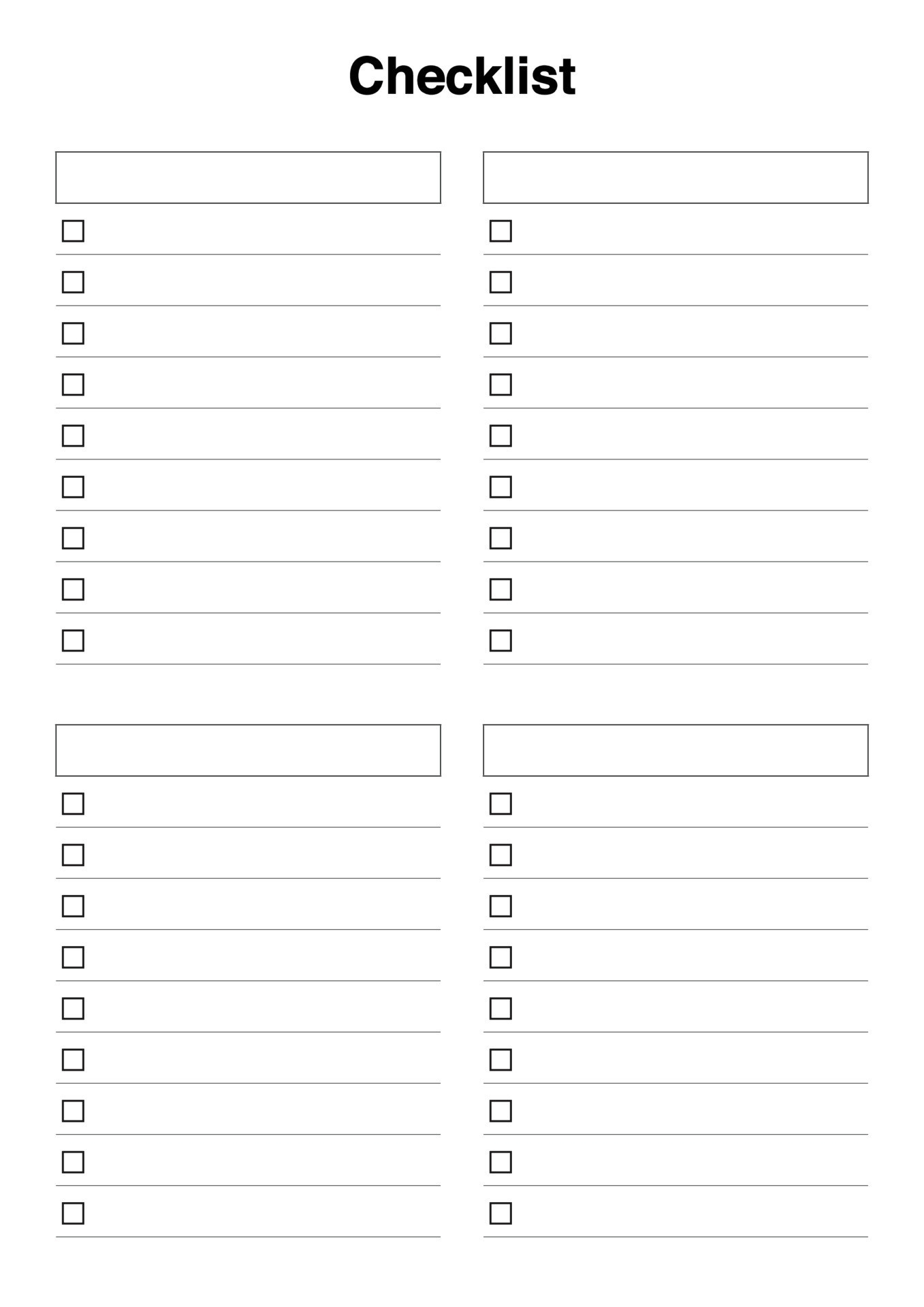 Printable Blank Checklist Template