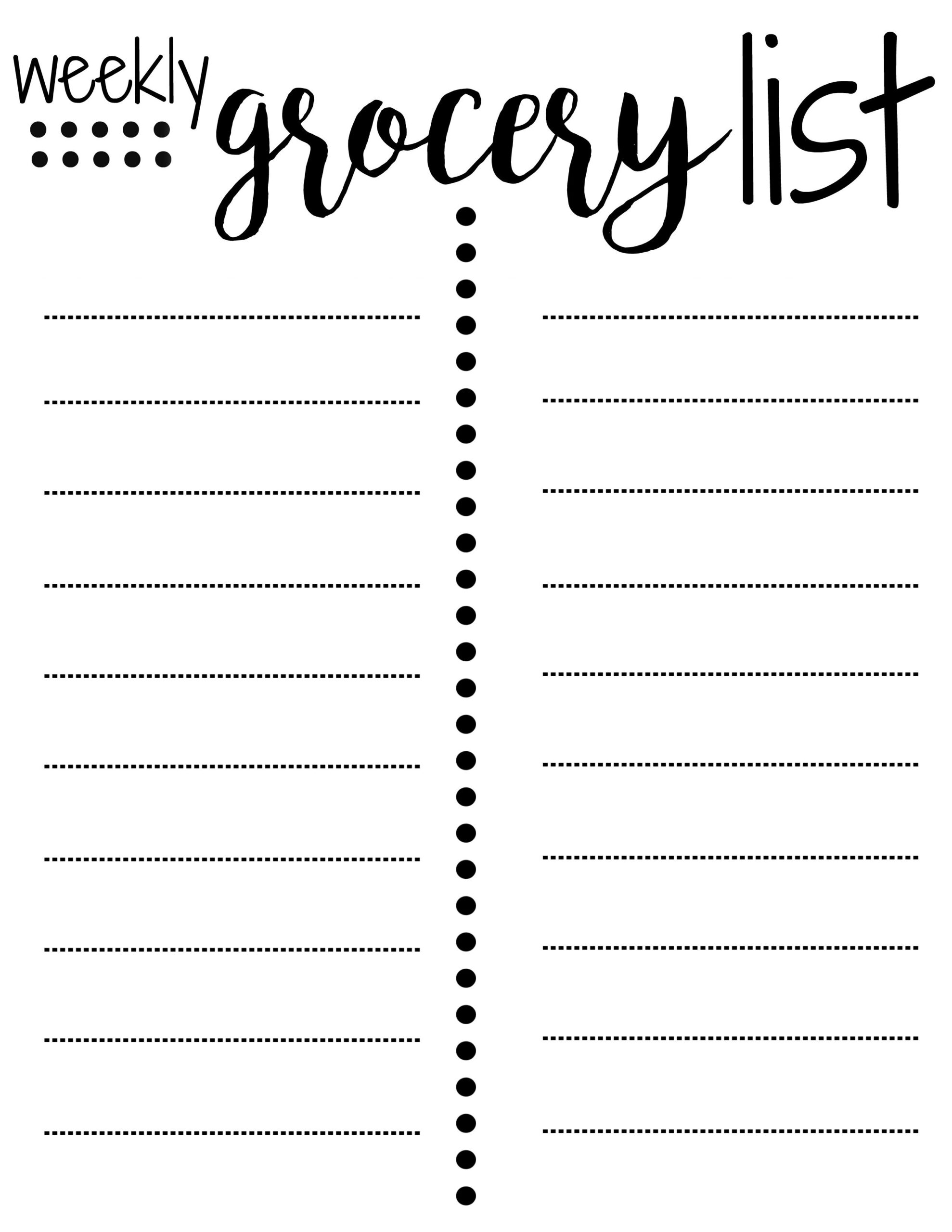 Printable Blank Grocery List Shopping List Template G Vrogue co