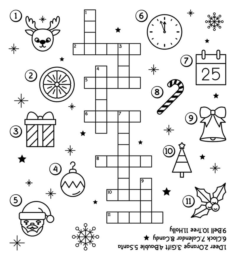 Printable Christmas Crossword Puzzles For Adults Free Download And 
