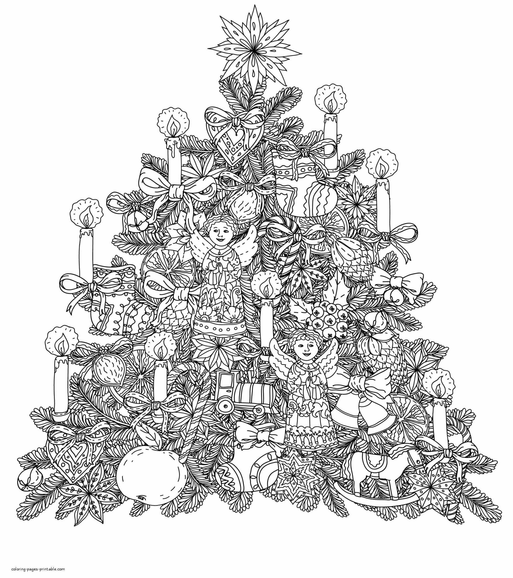 Printable Christmas Tree Coloring Pages For Adults COLORING PAGES