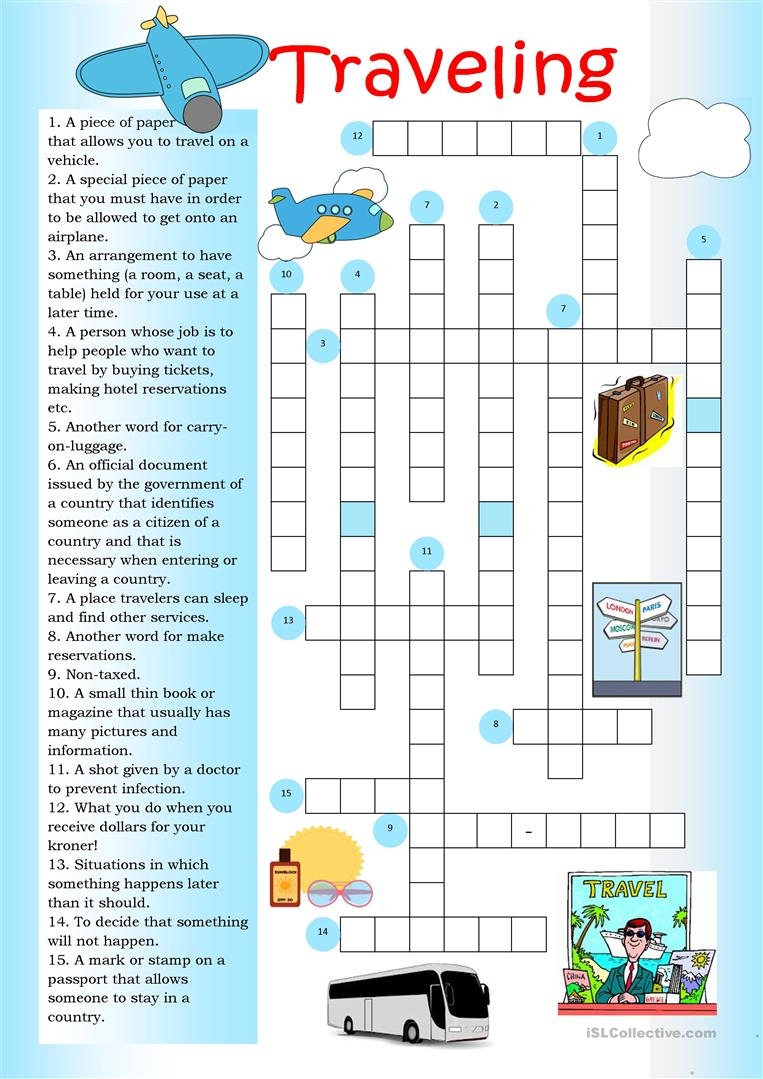 Printable Crossword Esl Printable Crossword Puzzles