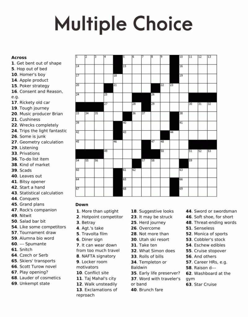 Printable Crossword Puzzles For Adults Printable JD