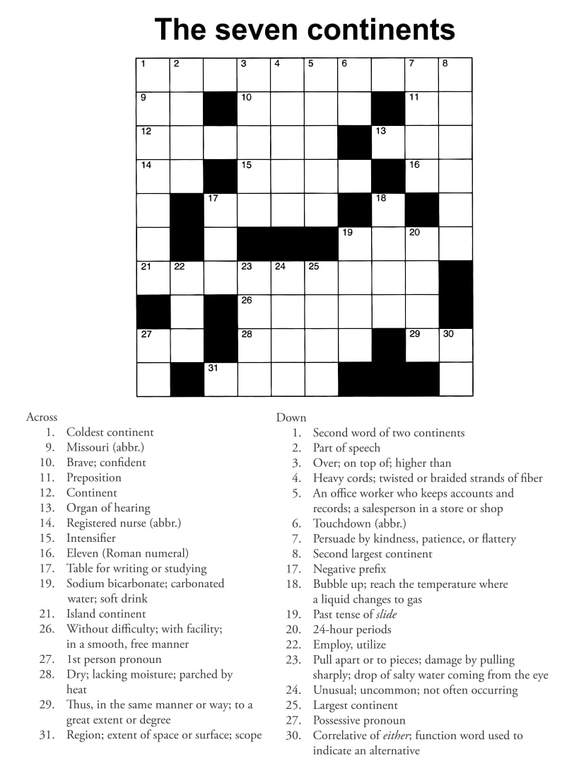 Printable Crosswords With Answer Key Printable JD