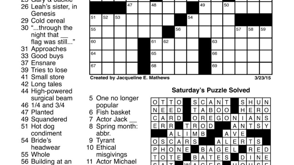 Printable Daily Commuter Crossword Puzzles Free Crossword Puzzles 