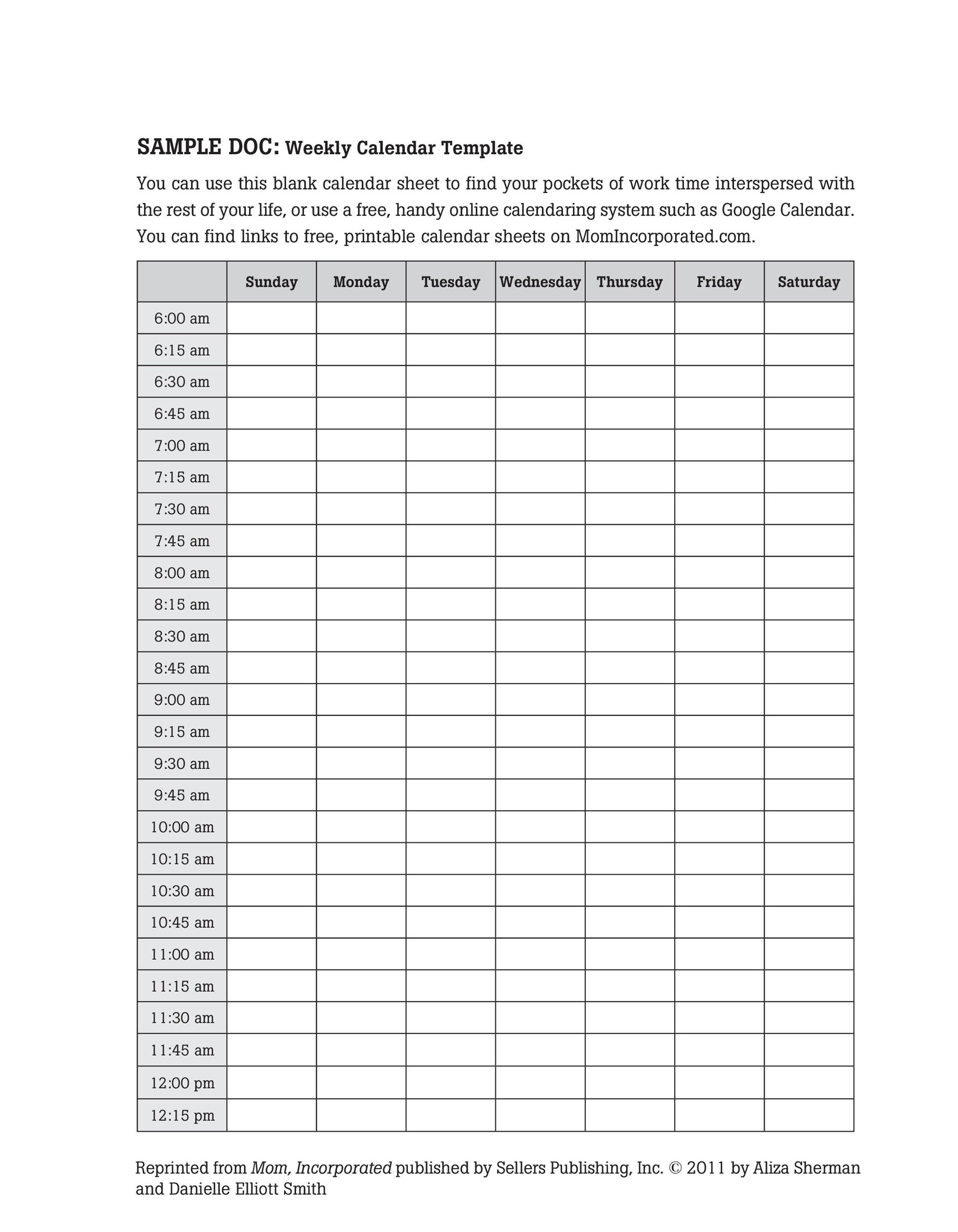 Printable Downloadable Weekly Schedule Template Printable Templates
