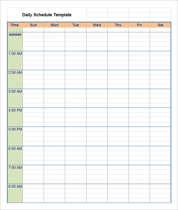 Printable Editable Daily Schedule Template Printable Templates