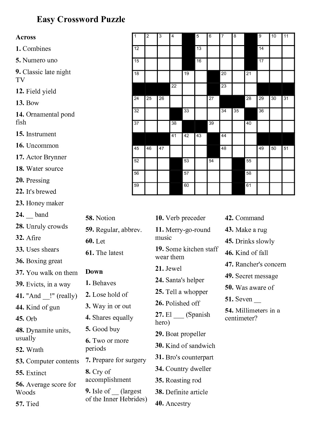 Printable Frank Longo Crossword Printable JD
