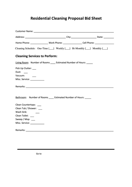 Printable Free Cleaning Proposal Template