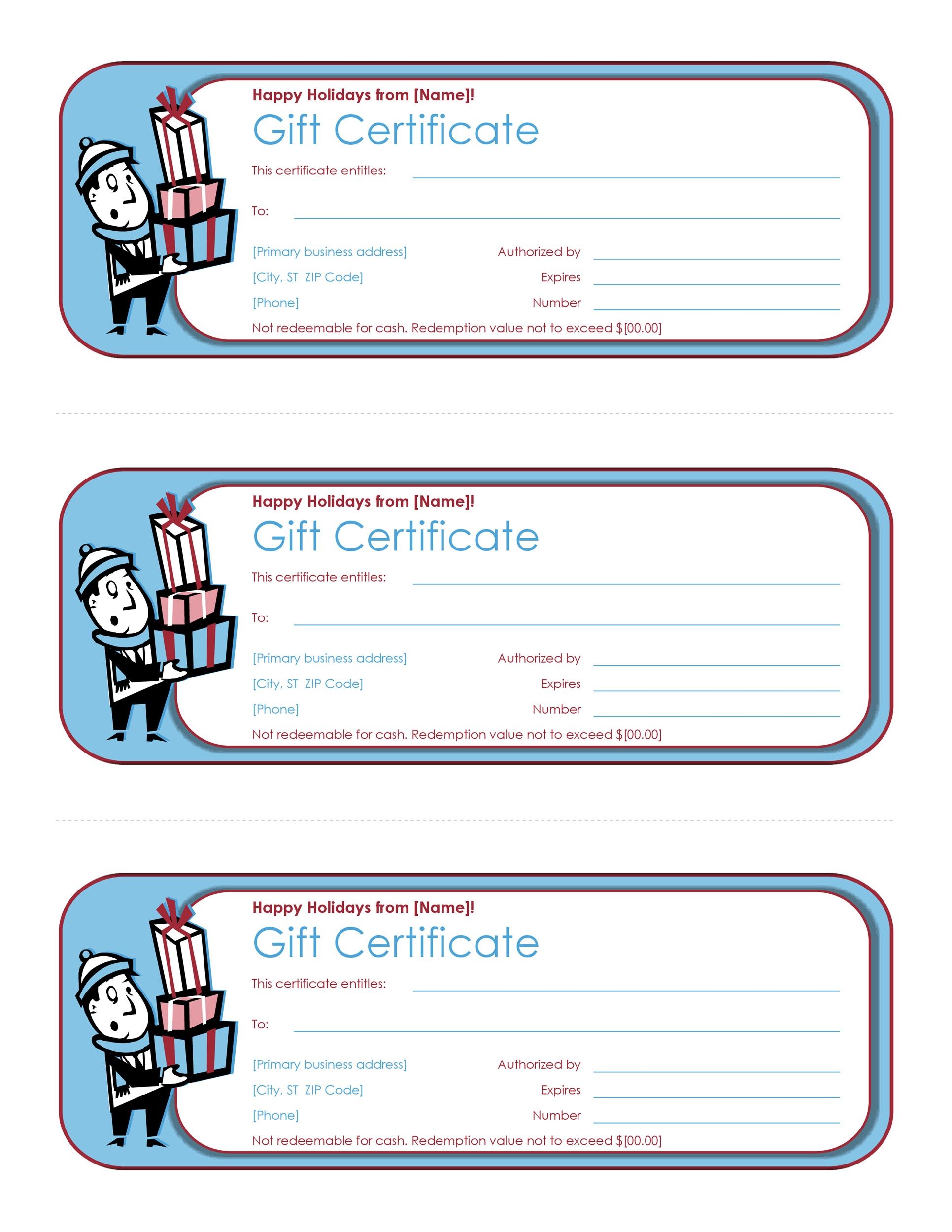Printable Free Gift Certificate Template Pages Printable Templates