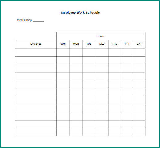 Printable Free Weekly Employee Work Schedule Template Tastelightning